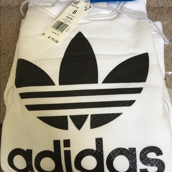 New adidas trefoil big logo white hoodie loose fit - Picture 4 of 8